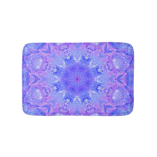 Lavender Sky Blue Paars Sparkle Damask Badmat (Voorkant)