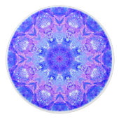 Lavender Sky Blue Paars Sparkle Damask Keramische Knop (Voorkant)