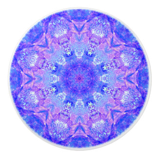 Lavender Sky Blue Paars Sparkle Damask Keramische Knop
