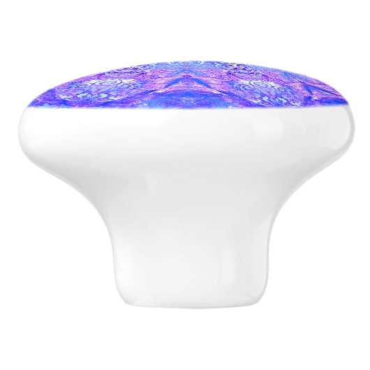 Lavender Sky Blue Paars Sparkle Damask Keramische Knop (Zijkant)