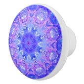 Lavender Sky Blue Paars Sparkle Damask Keramische Knop (Rechts)