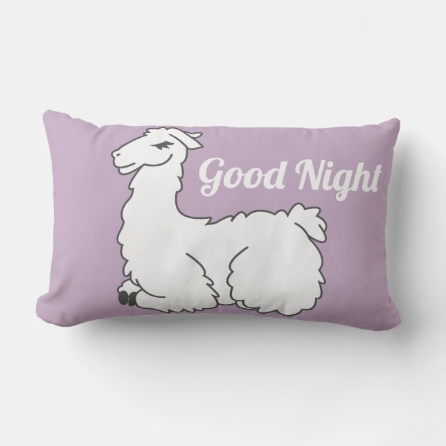 Lavender Sleepy Llama Good Night Kussen (Voorkant)