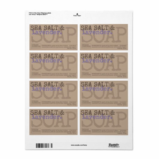 Lavender Soap Handgemaakt Rustische Stickers (Full Sheet)