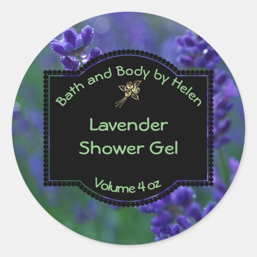 Lavender Soap Label - cirkel met zwart lijst (Voorkant)