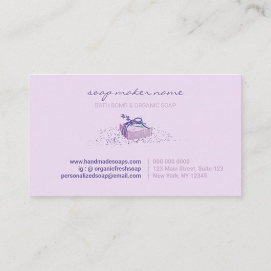 Lavender Soap Maker Gift Visitekaartje (Achterkant)