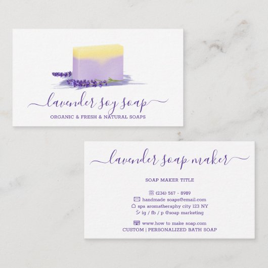 Lavender Soap Natural Spa Cosmetic Visitekaartje (Voorkant / Achterkant)