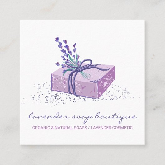 Lavender Soap Paars Bath Cosmetic Vierkante Visitekaartje (Voorkant)