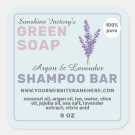 Lavender Soap Shampoo Bar Pastel Blue Paars Vierkante Sticker