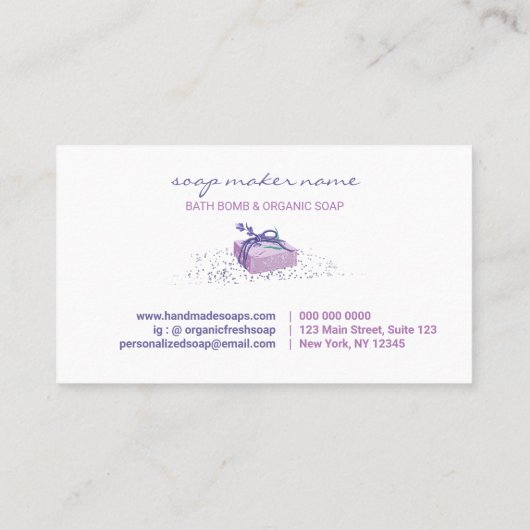 Lavender Soap Visitekaartje (Achterkant)