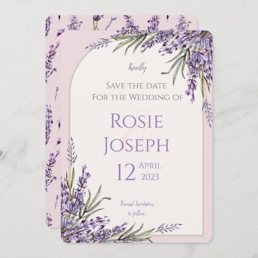 Lavender Sparen de kaart van de Datum (Voorkant / Achterkant)