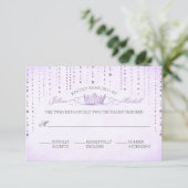 Lavender Sparkles & Crown Fairytale RSVP-kaart RSVP Kaartje (Staand voorkant)