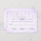 Lavender Sparkles & Crown Fairytale RSVP-kaart RSVP Kaartje (Voorkant / Achterkant)
