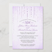 Lavender Sparkles & Crown Fairytale Wedding Kaart (Voorkant)