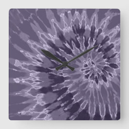 Lavender Spiral Tie Dye Clock Vierkante Klok