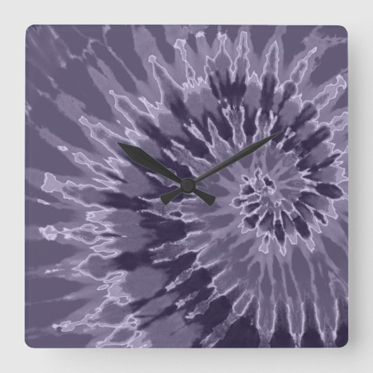 Lavender Spiral Tie Dye Clock Vierkante Klok (Voorkant)