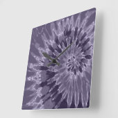 Lavender Spiral Tie Dye Clock Vierkante Klok (Hoek)