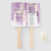 Lavender Splash Wedding Ceremony Programme Handwaaier (Voorkant en achterkant)