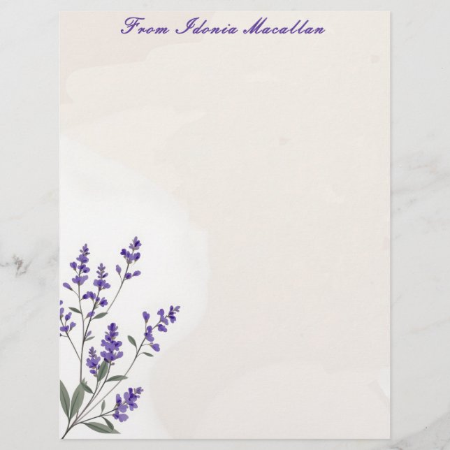 Lavender Sprig Briefhoofd (Voorkant)