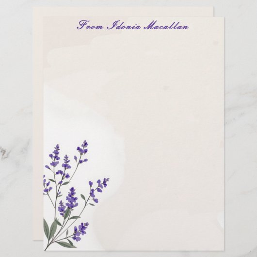Lavender Sprig Briefhoofd (Voorkant / Achterkant)