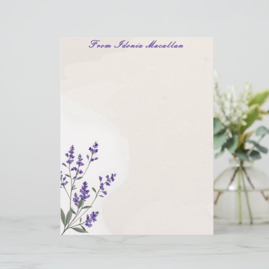 Lavender Sprig Briefhoofd (Staand voorkant)