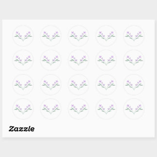 Lavender Sprig Envelope Seals Ronde Sticker