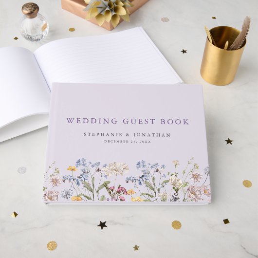 Lavender Spring Wildflower Meadow Garden Wedding Gastenboek (Voorkant open)