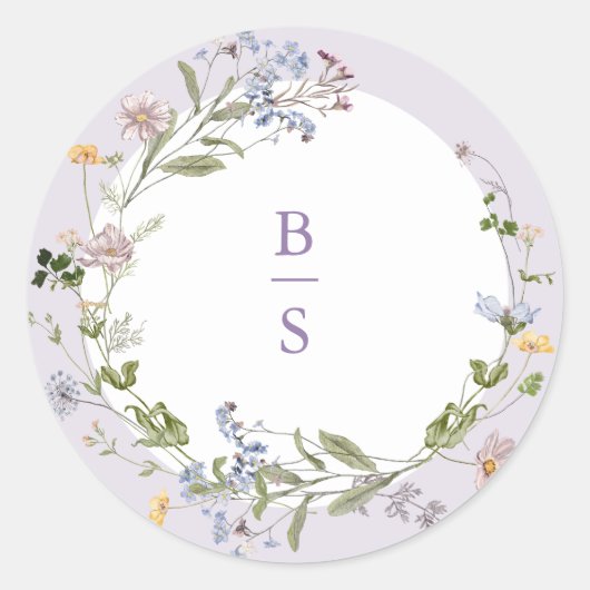 Lavender Spring Wildflower Meadow Garden Wedding  Ronde Sticker (Voorkant)
