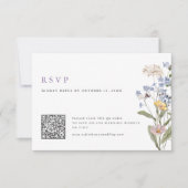 Lavender Spring Wildflower Meadow Wedding QR Code RSVP Kaartje (Voorkant)