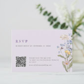 Lavender Spring Wildflower Meadow Wedding QR Code RSVP Kaartje (Staand voorkant)