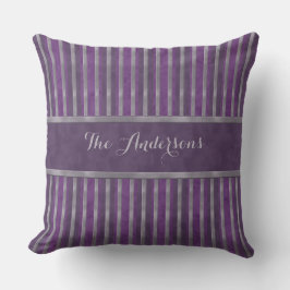 Lavender Steel Dark Plum Striped Kussen