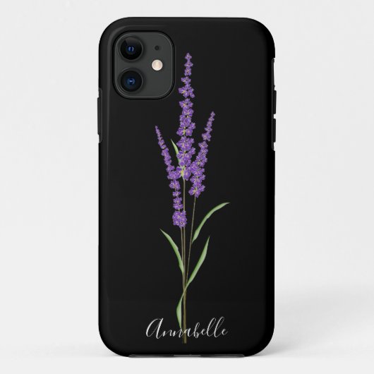 Lavender Stem on Black Persoonlijke iPhone Case (Achterkant)