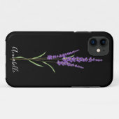 Lavender Stem on Black Persoonlijke iPhone Case (Achterkant (horizontaal))