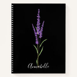 Lavender Stem op Black | Gepersonaliseerd Notitieboek