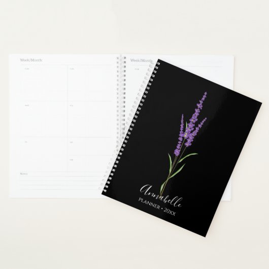 Lavender Stem op Black | Gepersonaliseerd Planner (Display)
