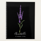 Lavender Stem op Black | Gepersonaliseerd Planner (Voorkant)