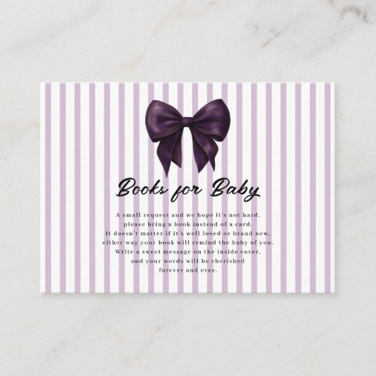 Lavender Stripe Book Gift Request Card Informatiekaartje (Voorkant)