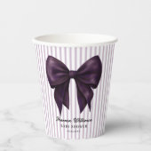 Lavender Stripe Purple Bow Baby Shower Papieren Bekers (Voorkant)