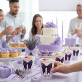 Lavender Stripe Purple Bow Baby Shower Papieren Bekers