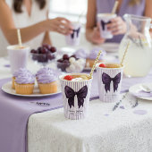 Lavender Stripe Purple Bow Baby Shower Papieren Bekers