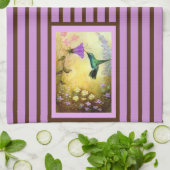 Lavender Striped Hummingbird Kitchen Towel Theedoek (Gevouwen)