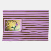 Lavender Striped Hummingbird Kitchen Towel Theedoek (Horizontaal)