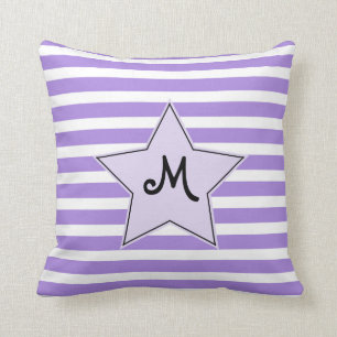 Lavender Striped Monogramed Rock Star Kussen
