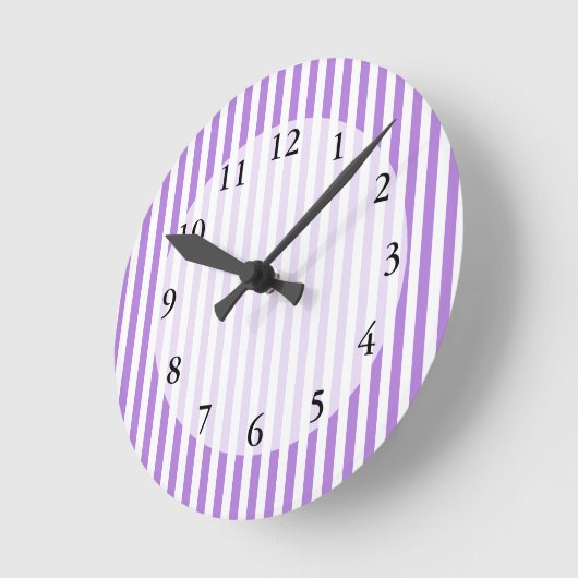 Lavender Striped Pattern Ronde Klok (Hoek)