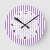 Lavender Striped Pattern Ronde Klok (Voorkant)