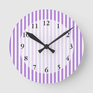 Lavender Striped Pattern Ronde Klok