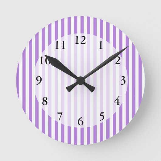 Lavender Striped Pattern Ronde Klok (Voorkant)