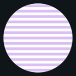 Lavender Striped Ronde Sticker<br><div class="desc">Pastel paarse en witte strepen</div>