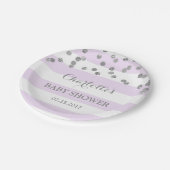 Lavender Stripes Silver Confetti Baby shower Bord (Gekanteld)