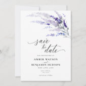Lavender Summer Floral Lila Paars Save the Date Kaart (Voorkant)