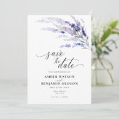 Lavender Summer Floral Lila Paars Save the Date Kaart (Staand voorkant)